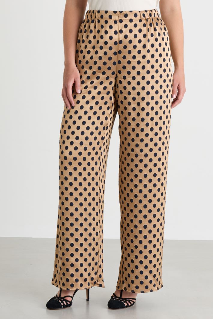 Polka-dot satin trousers - CAMEL - Intrend - 2