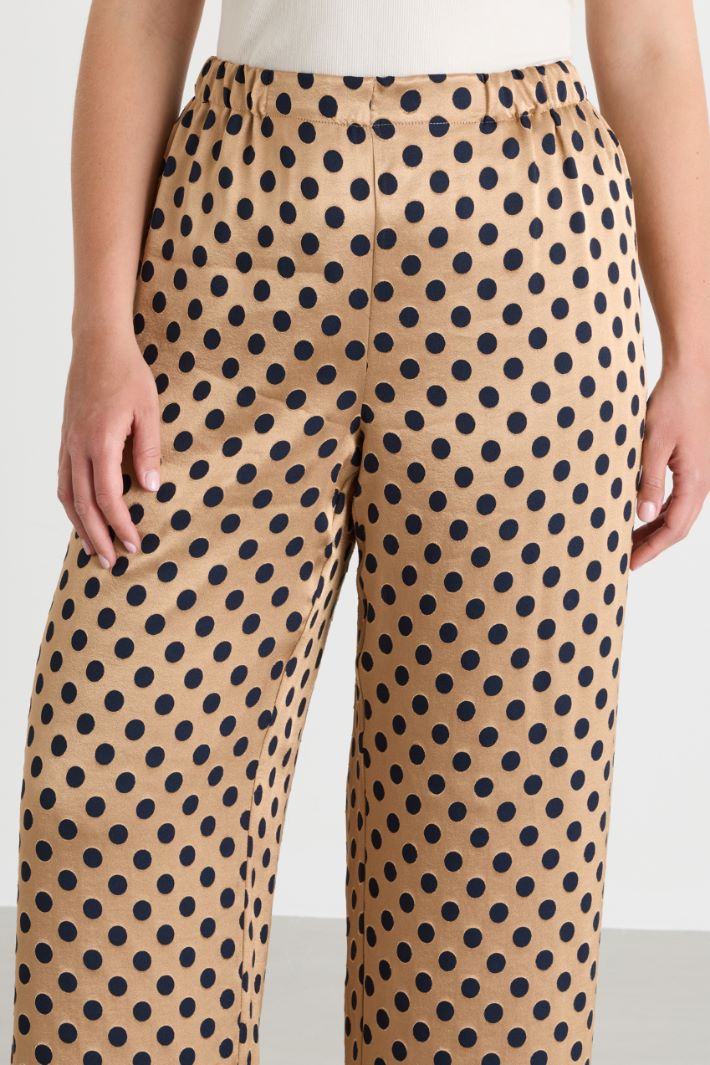 Polka-dot satin trousers - CAMEL - Intrend - 3
