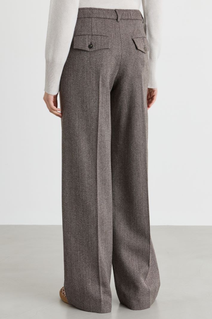 Wide-leg mouliné trousers - BROWN - Intrend - 4