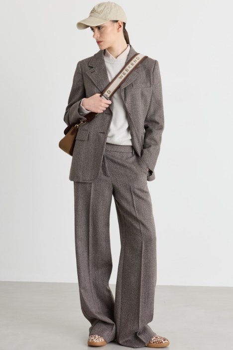 Wide-leg mouliné trousers - Intrend