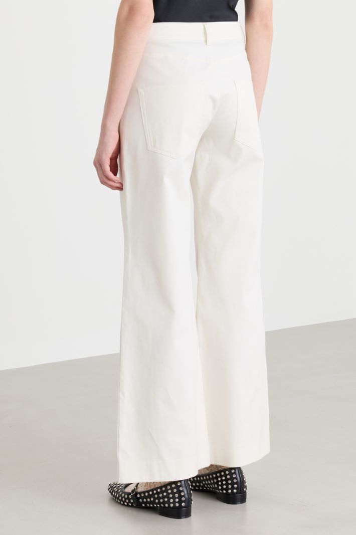 Wide-leg twill trousers - WHITE - Intrend - 4