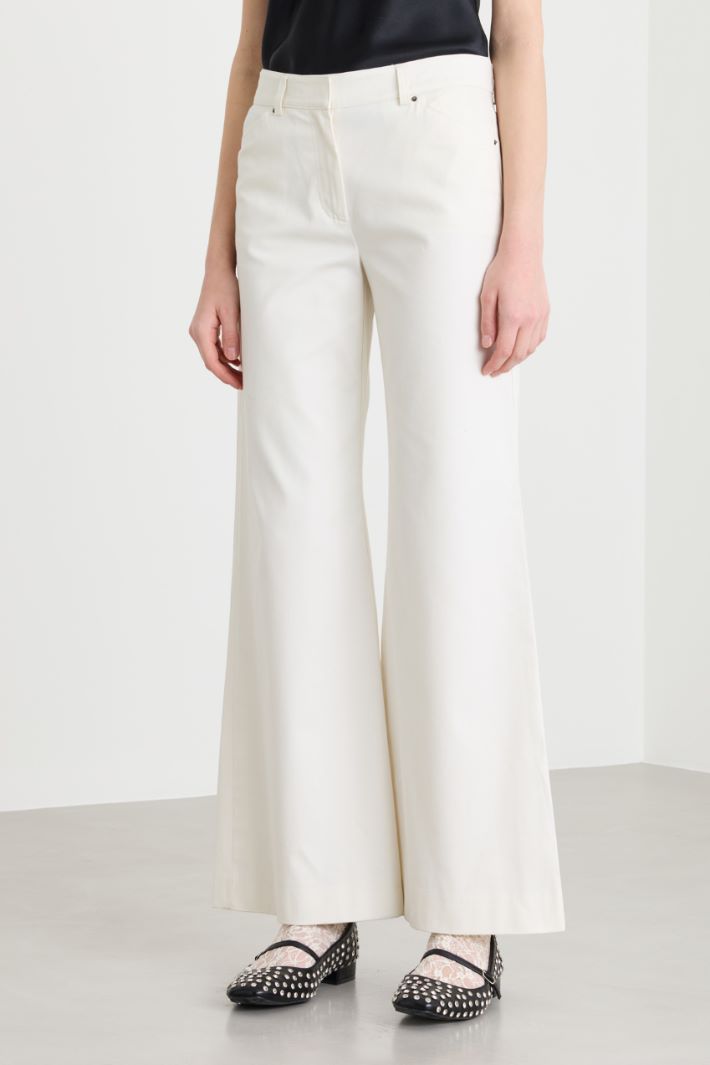 Wide-leg twill trousers - WHITE - Intrend - 2