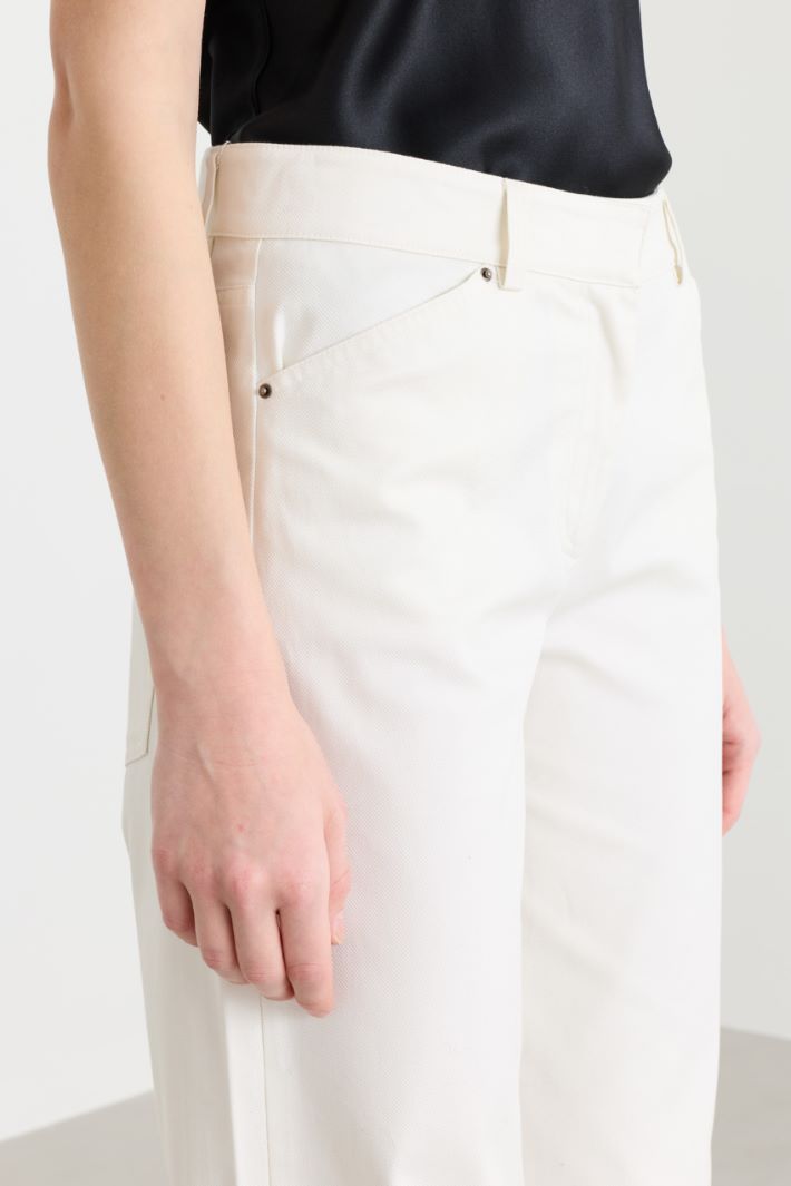 Wide-leg twill trousers - WHITE - Intrend - 3