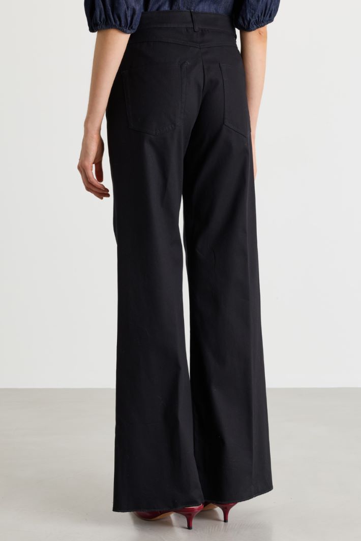 Pantalon évasé en twill - NOIR - Intrend - 4