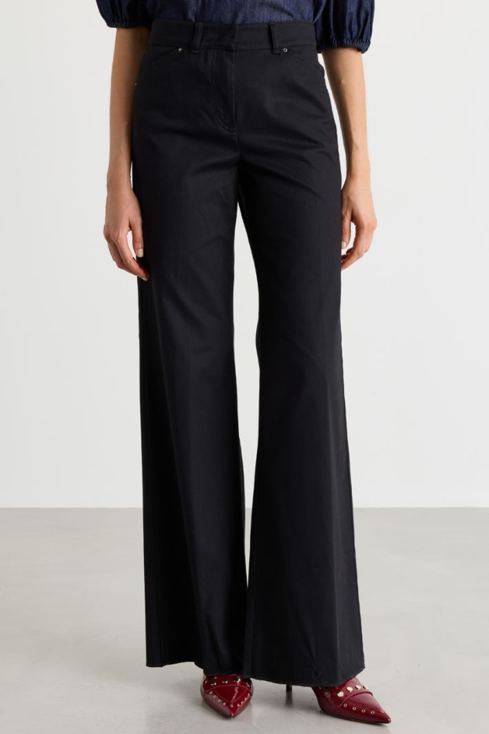 Pantalon évasé en twill - NOIR - Intrend - 2