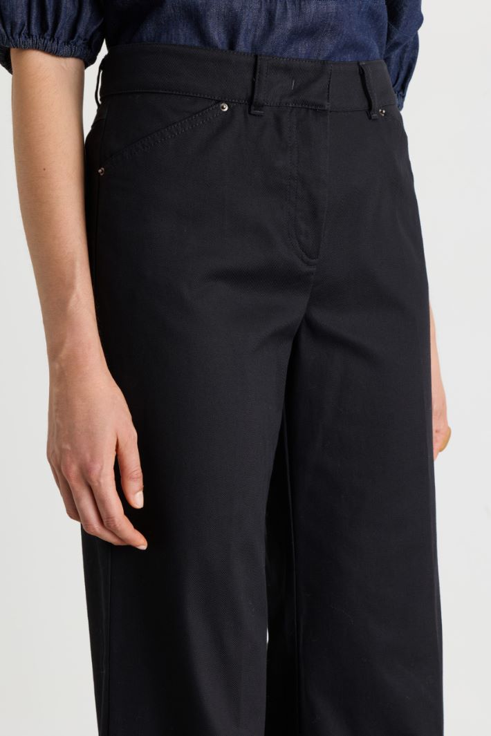 Pantalon évasé en twill - NOIR - Intrend - 3