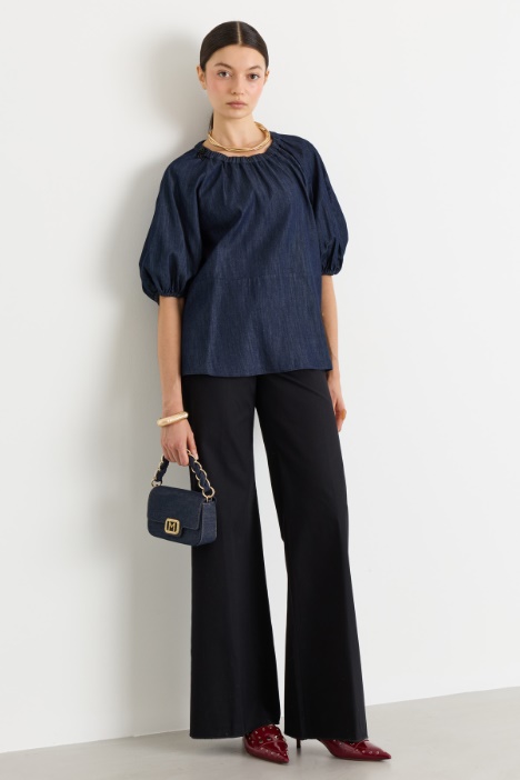 Wide-leg twill trousers - Intrend