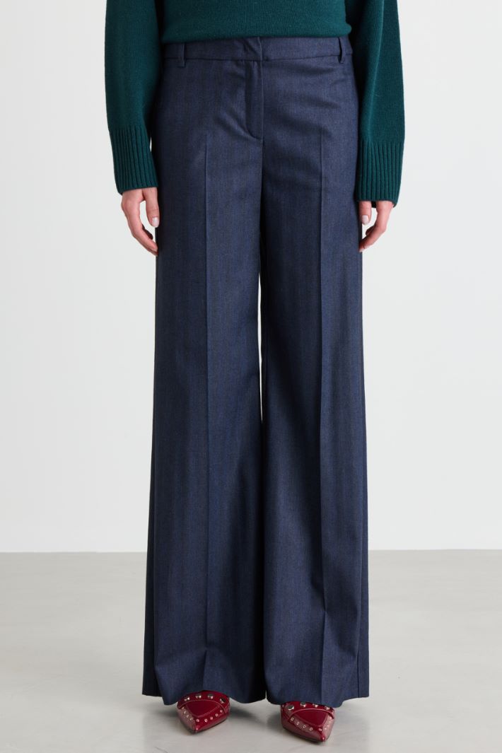 Wide-leg denim-effect trousers - BLUE - Intrend - 2