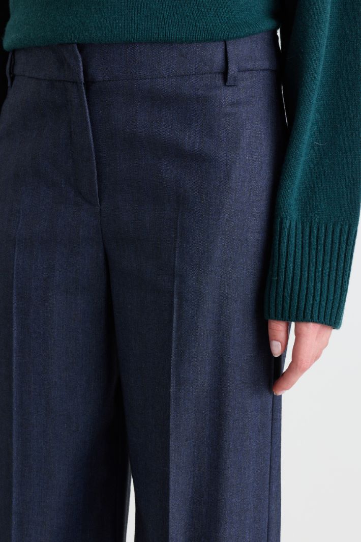 Wide-leg denim-effect trousers - BLUE - Intrend - 3