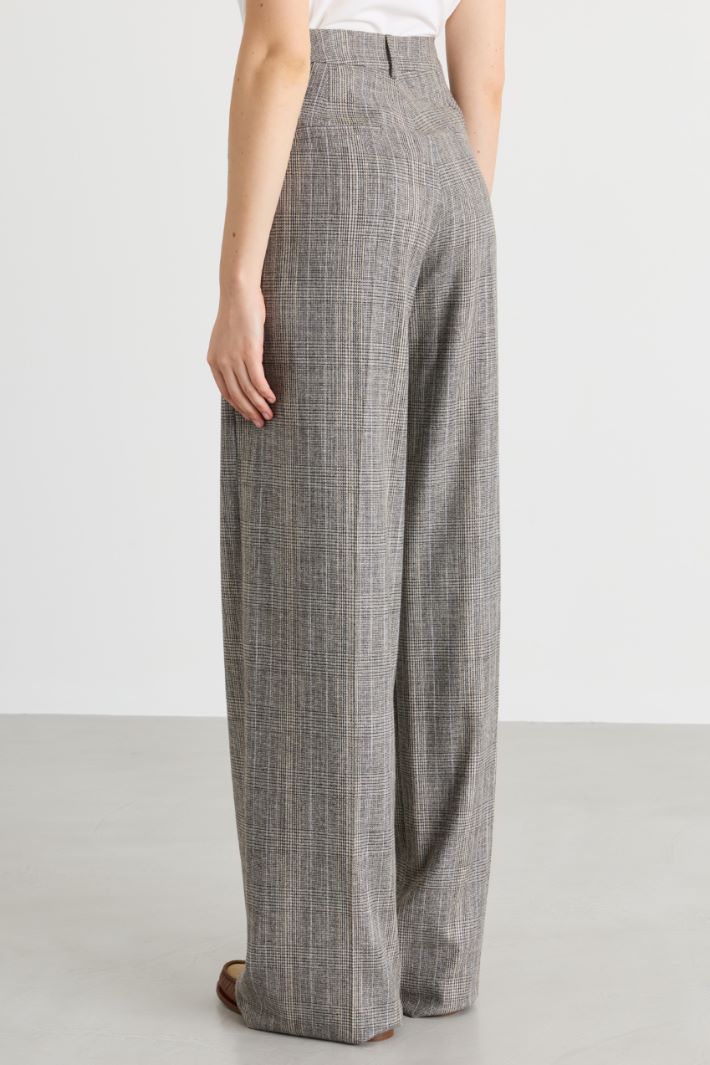 Prince of Wales check flannel trousers - GREY - Intrend - 4