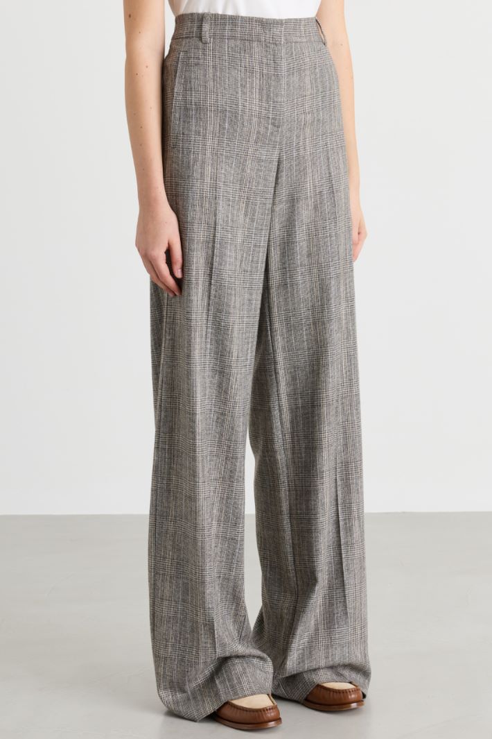 Prince of Wales check flannel trousers - GREY - Intrend - 2