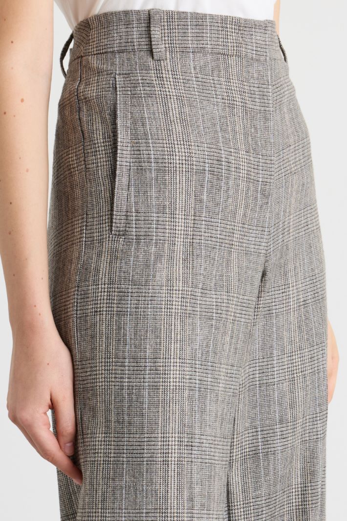 Prince of Wales check flannel trousers - GREY - Intrend - 3