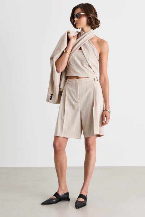 Stretch Canvas Bermuda Shorts - Intrend