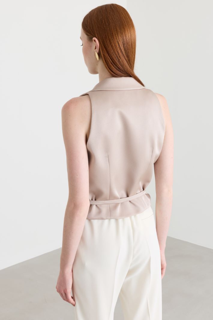 Satin waistcoat - BEIGE - Intrend - 4
