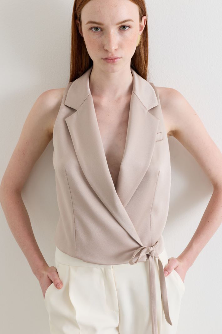 Satin waistcoat - BEIGE - Intrend - 3