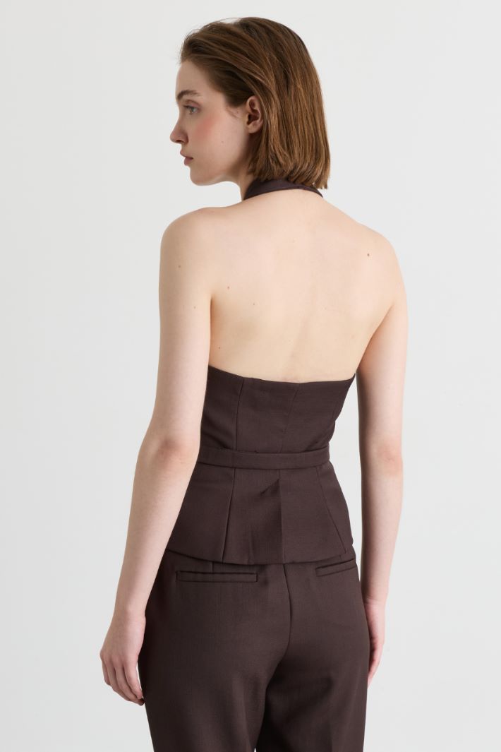 Backless waistcoat - BROWN - Intrend - 4