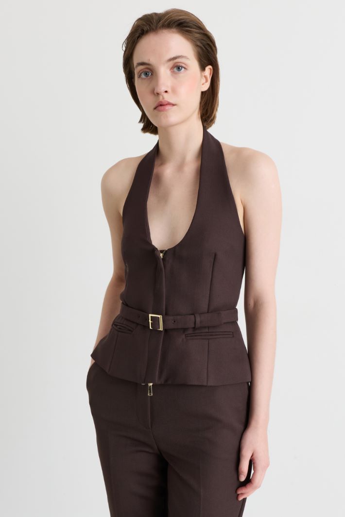 Backless waistcoat - BROWN - Intrend - 2