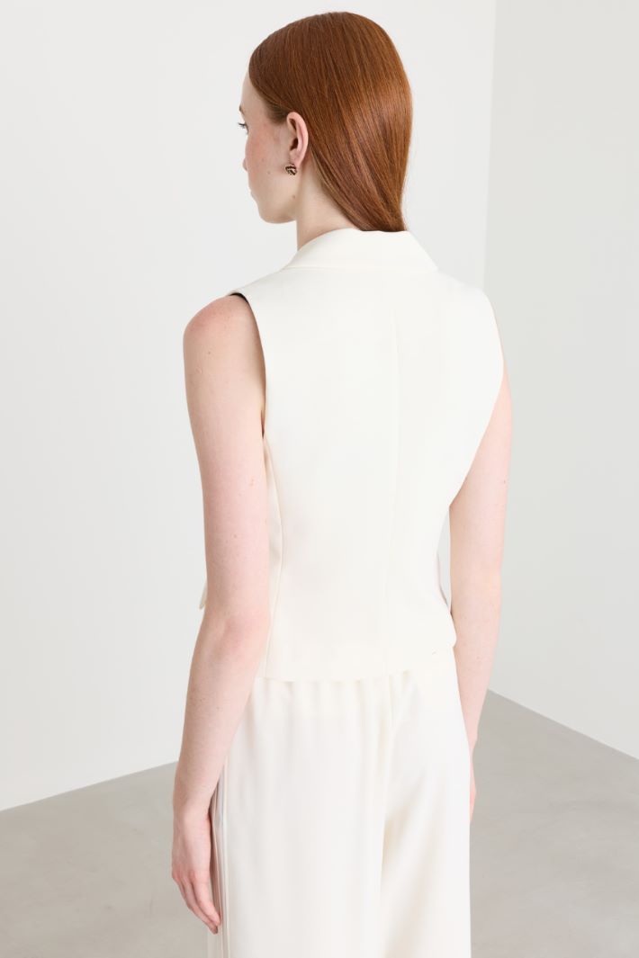 Matte satin waistcoat - WHITE - Intrend - 4