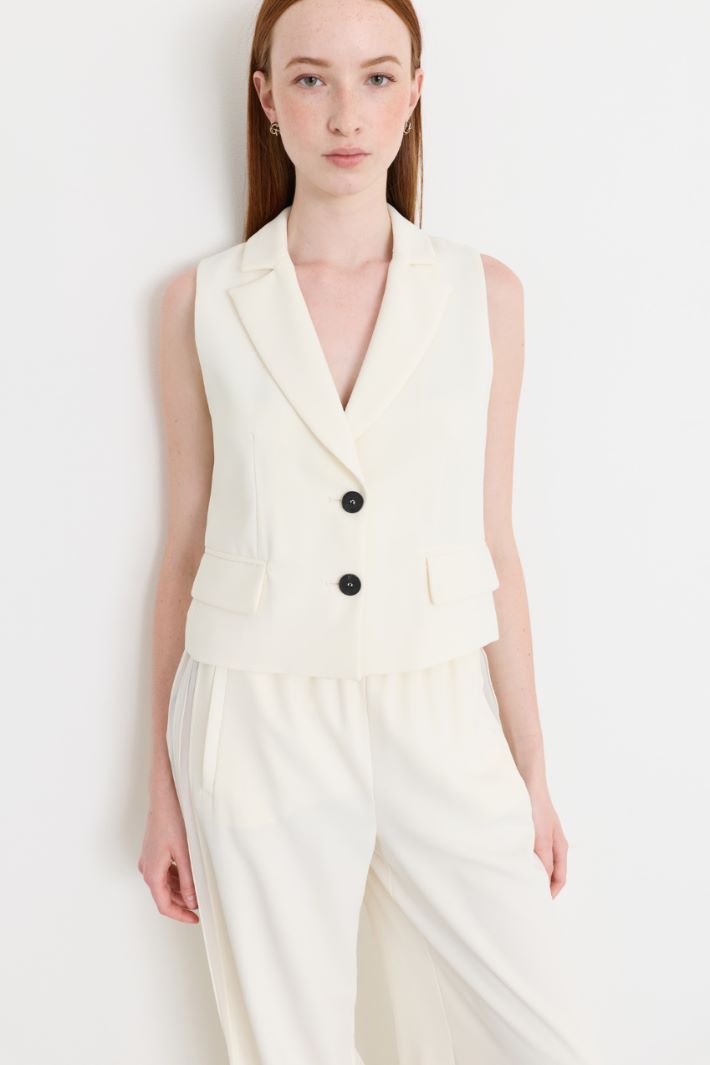 Matte satin waistcoat - WHITE - Intrend - 2