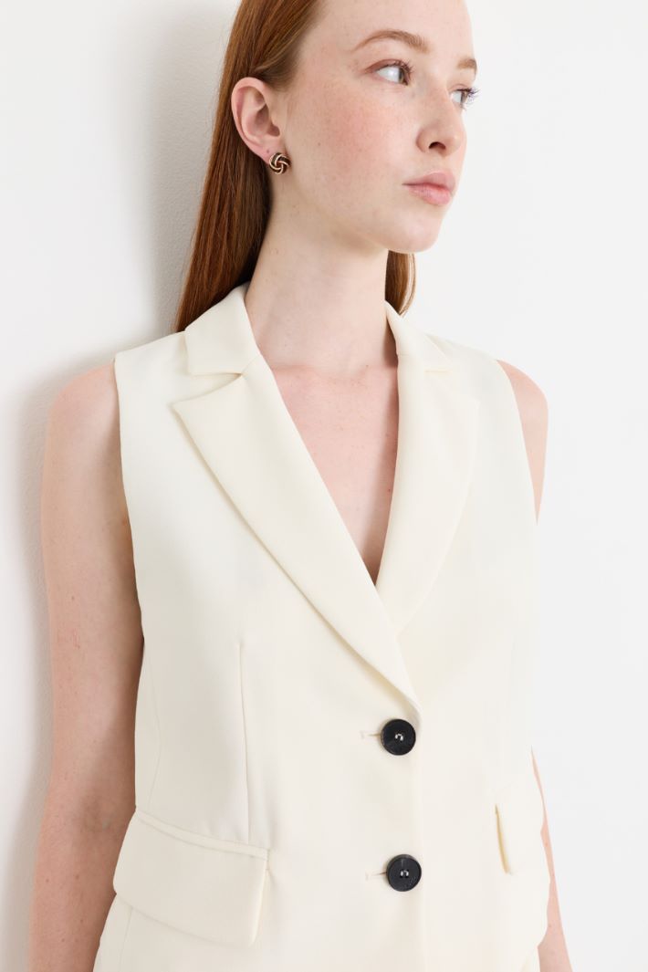 Matte satin waistcoat - WHITE - Intrend - 3