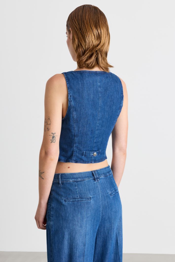 Tailored waistcoat with back tab - BLUE - Intrend - 4
