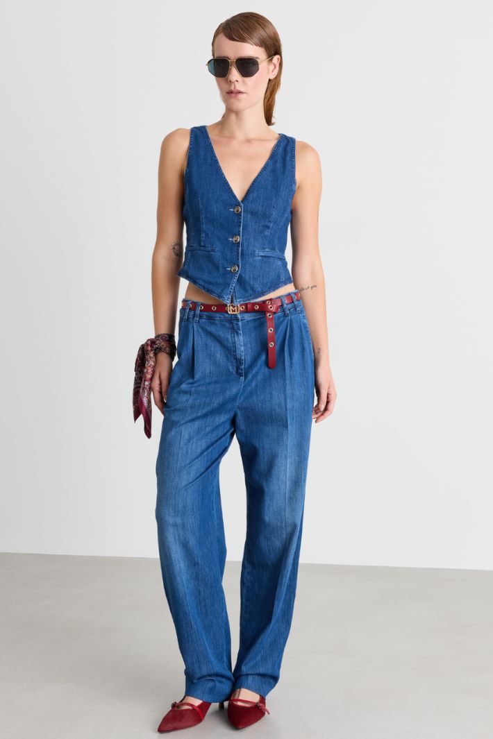 Tailored waistcoat with back tab - BLUE - Intrend