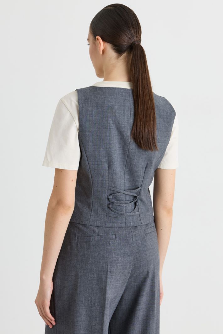 Fitted Waistcoat with Pockets - GREY - Intrend - 4