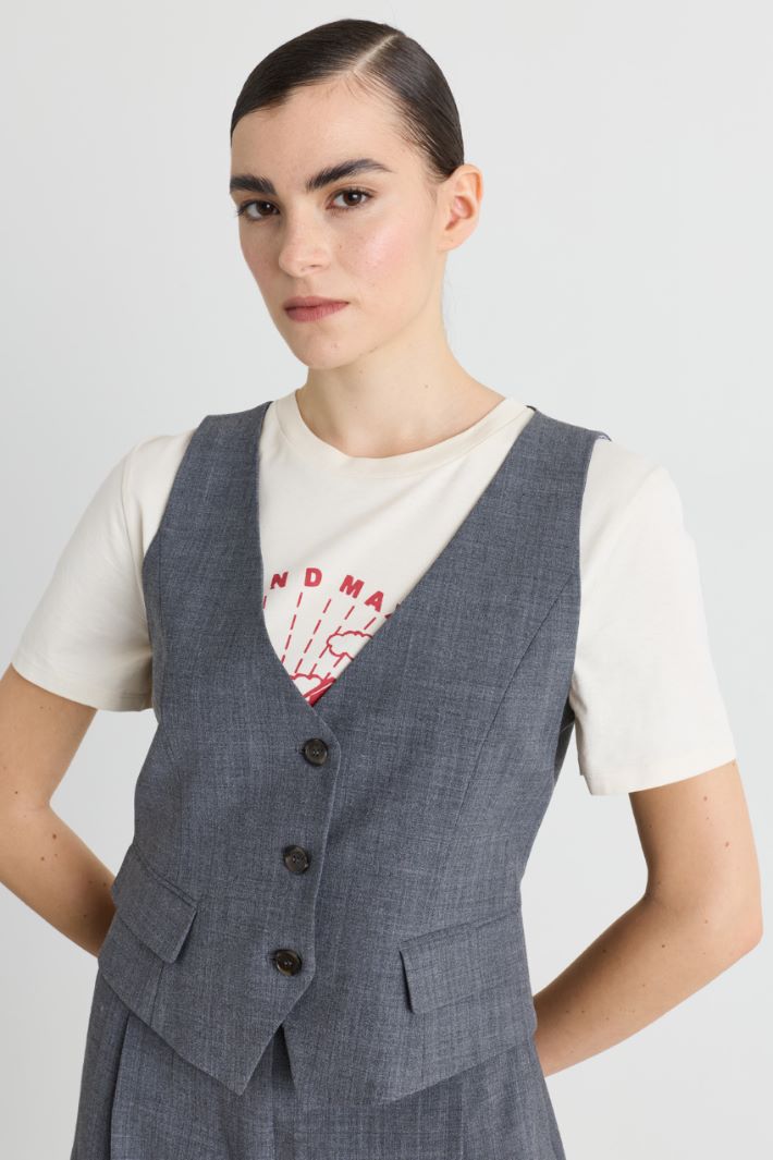 Fitted Waistcoat with Pockets - GREY - Intrend - 2