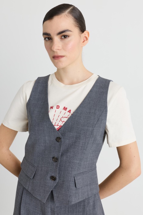 Fitted Waistcoat with Pockets - Intrend