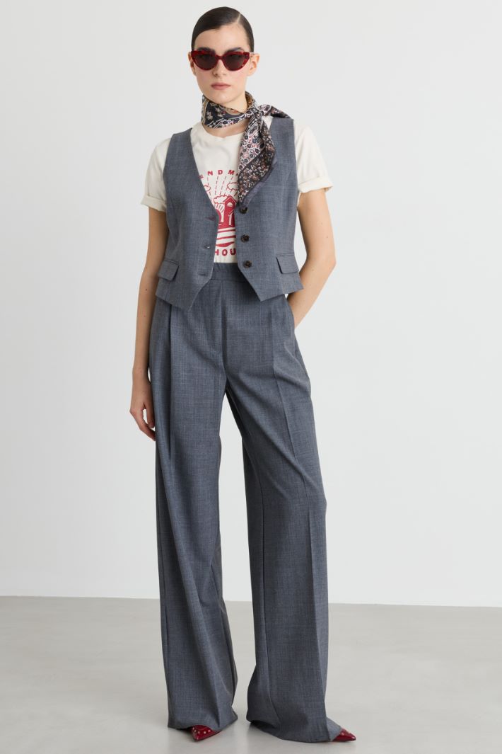 Fitted Waistcoat with Pockets - GREY - Intrend