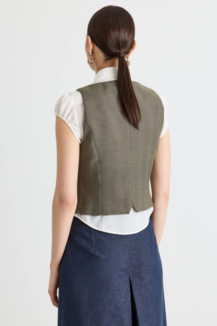 Fitted waistcoat with jewelled detail - GREEN - Intrend - 4