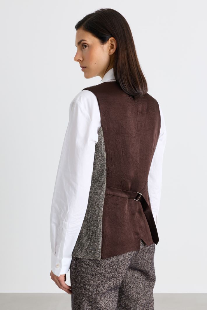 Tweed Waistcoat - BROWN - Intrend - 4