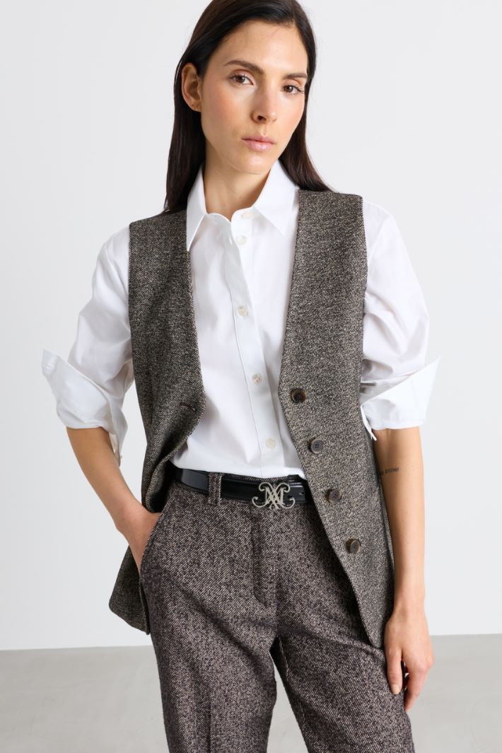 Tweed Waistcoat - BROWN - Intrend - 2