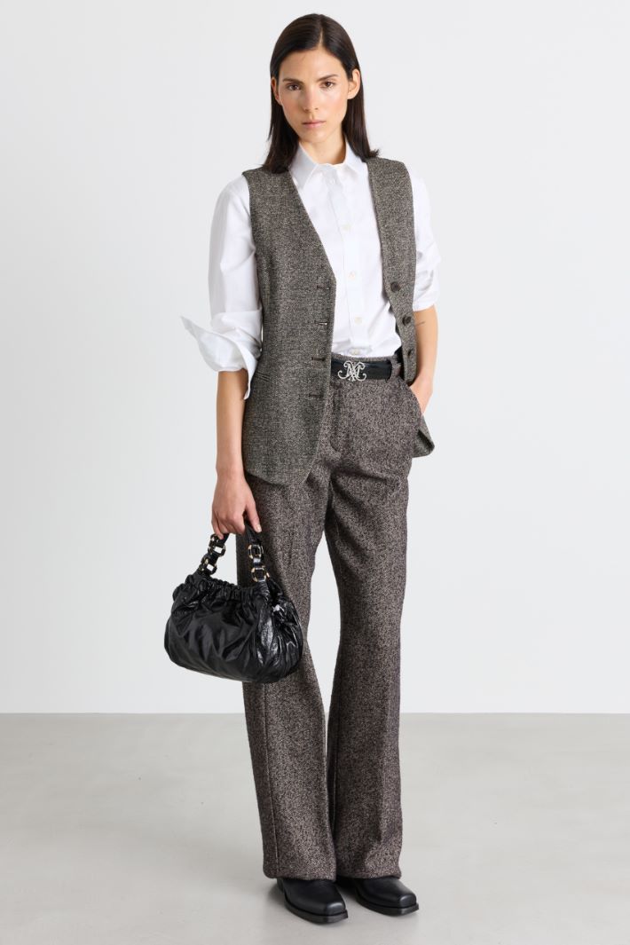 Tweed Waistcoat - BROWN - Intrend