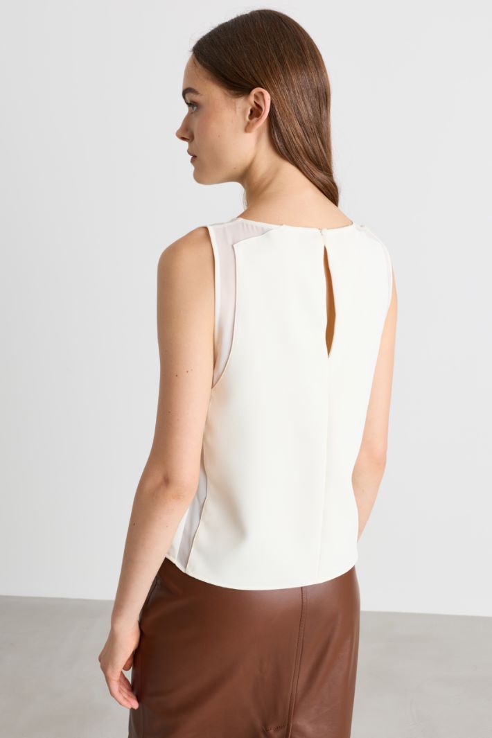 Top smanicato in raso opaco - BIANCO - Intrend - 4
