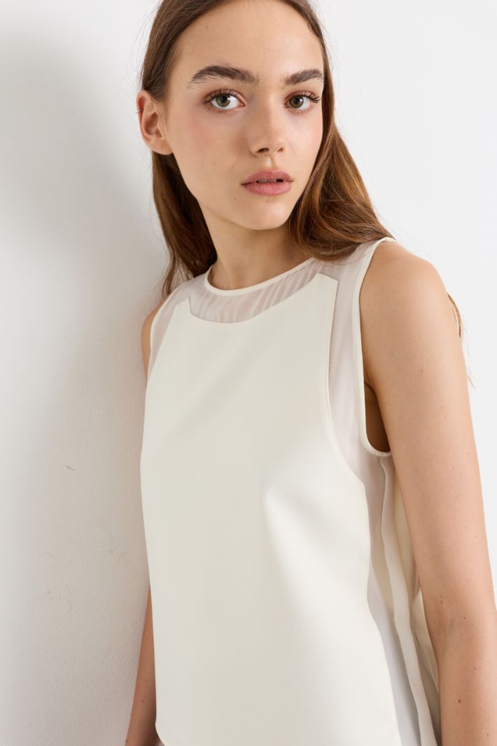 Top smanicato in raso opaco - BIANCO - Intrend - 3