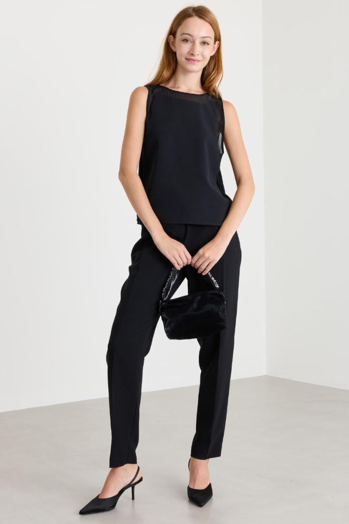 Sleeveless matte satin top - BLACK - Intrend