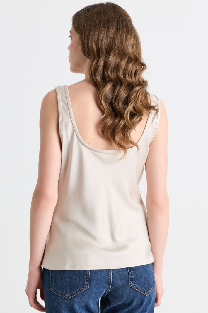 Top smanicato in raso - BEIGE - Intrend - 4