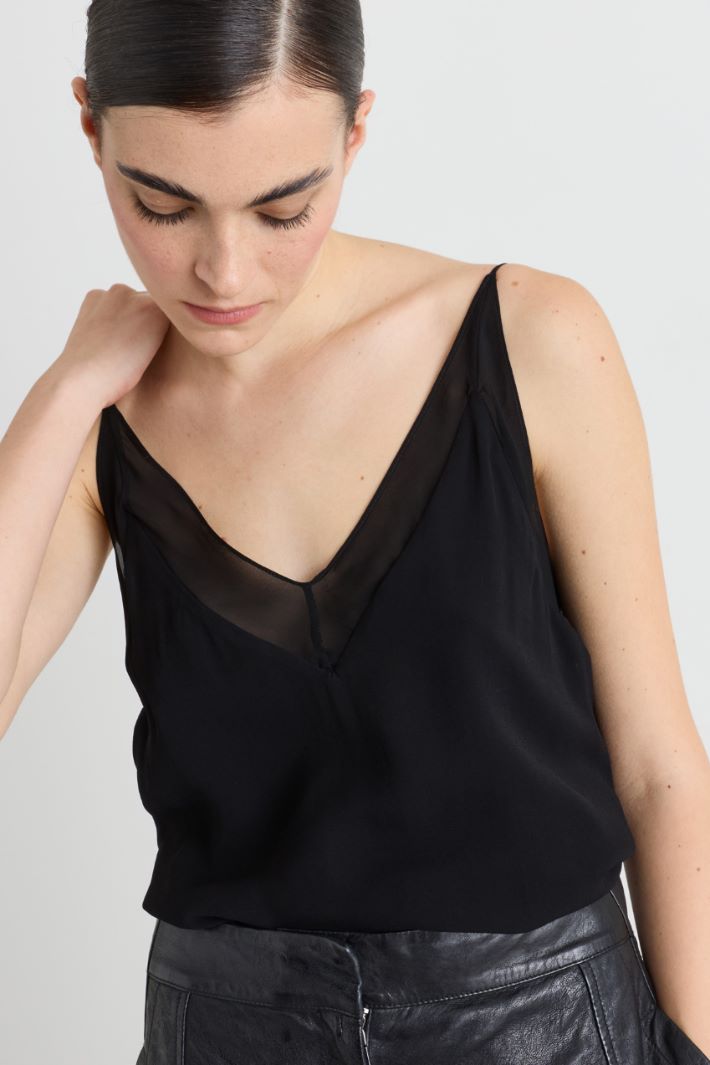 Top sottoveste in georgette - NERO - Intrend - 3