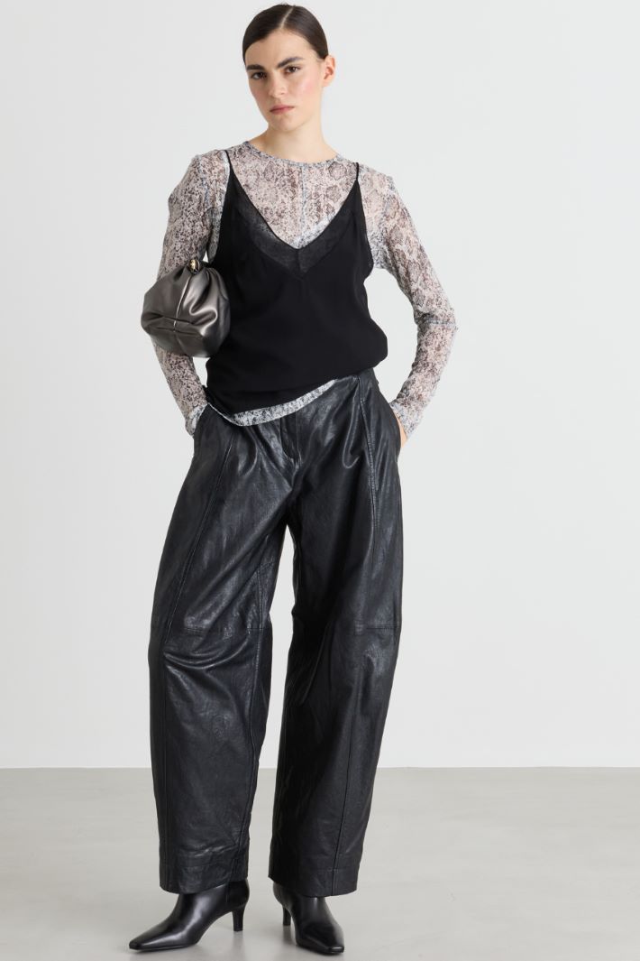 Top sottoveste in georgette - NERO - Intrend