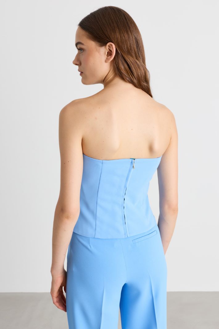 Top bustier in raso opaco - AZZURRO - Intrend - 4