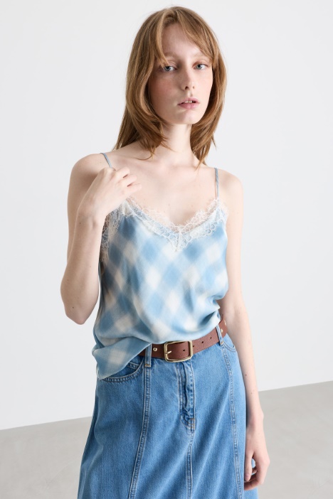 Top in twill con pizzo - Intrend