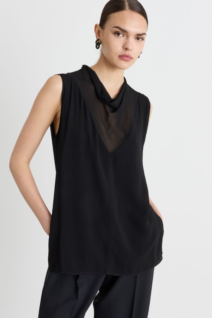 Blusa in georgette - NERO - Intrend - 3