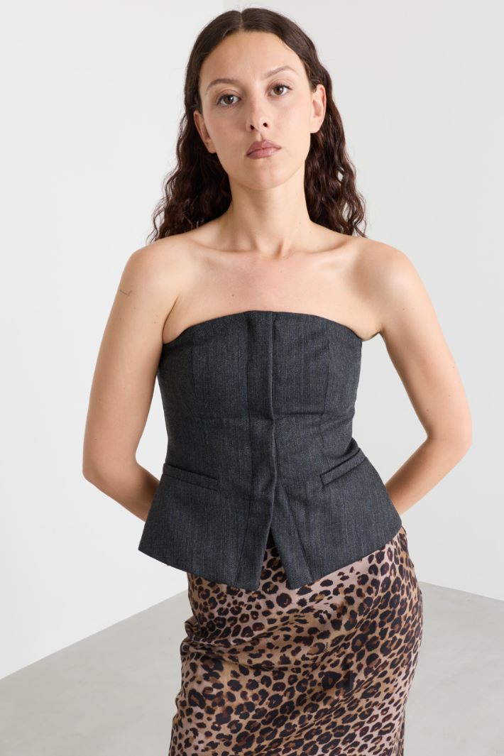 Bustier con tasche - GRIGIO - Intrend - 3