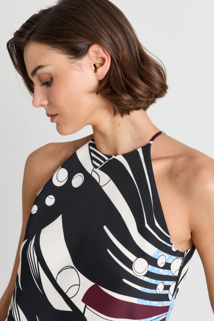 Top smanicato con stampa - BIANCO AZZURRO NERO - Intrend - 3
