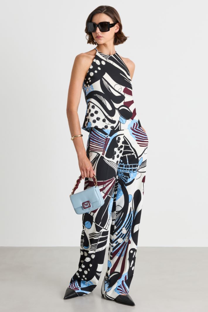Top smanicato con stampa - BIANCO AZZURRO NERO - Intrend