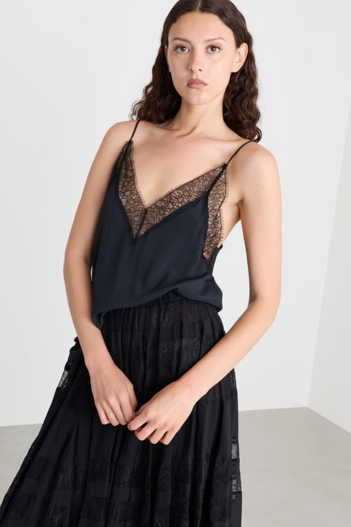 Top sottoveste in misto seta - NERO - Intrend - 2