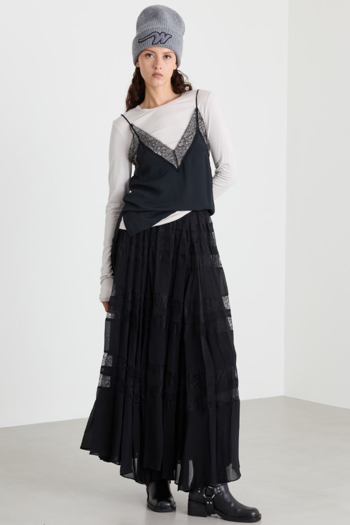 Top sottoveste in misto seta - NERO - Intrend