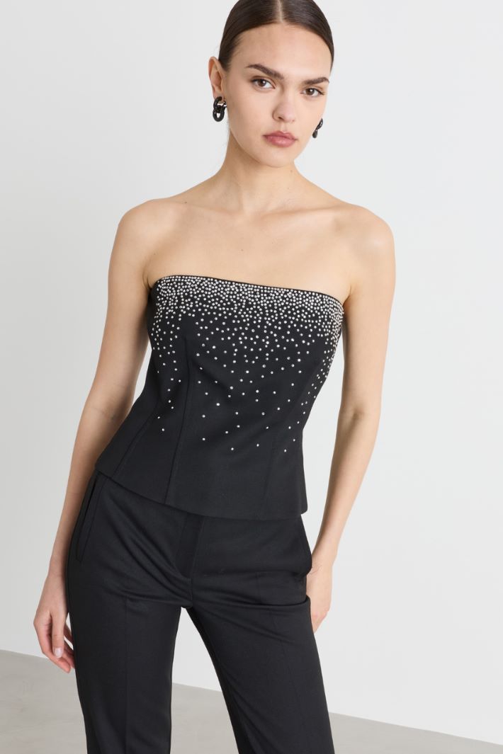 Bustier ricamato con strass - NERO - Intrend - 2