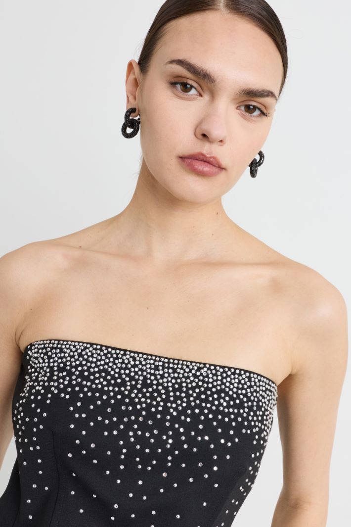Bustier ricamato con strass - NERO - Intrend - 3